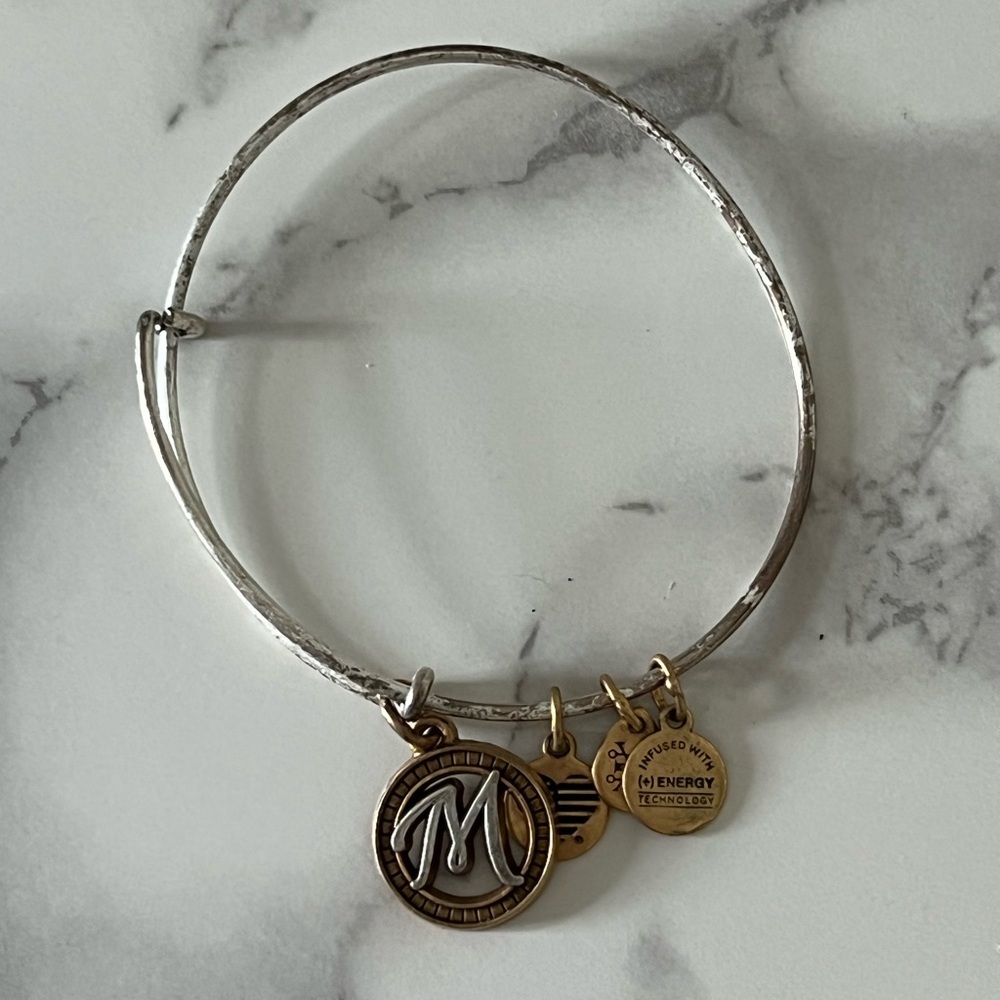 Alex and Ani Silver M Charm Bracelet with Adjustable Design